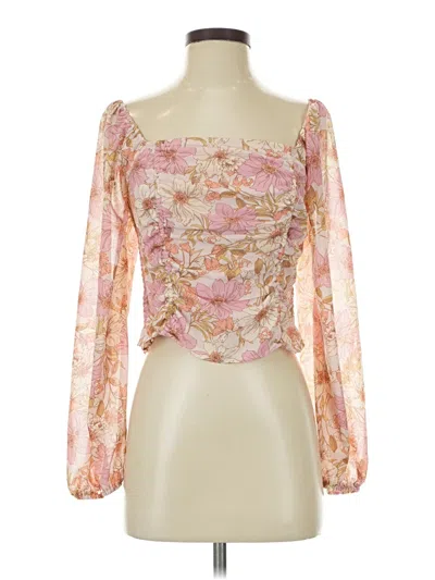 Pre-owned Lush Long Sleeve Blouse In Pink