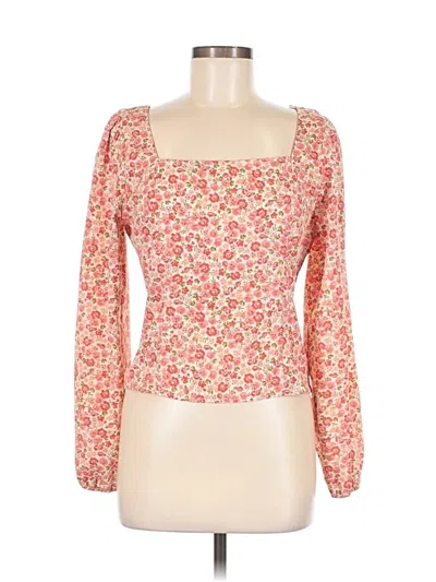 Pre-owned Lush Long Sleeve Blouse In Pink