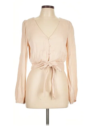 Pre-owned Lush Long Sleeve Blouse In Tan