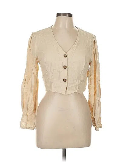 Pre-owned Lush Long Sleeve Blouse In White