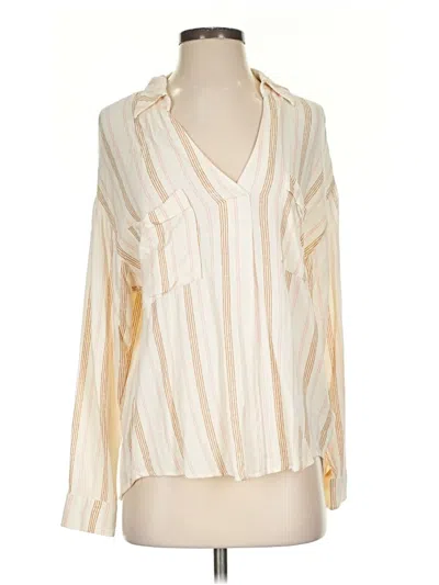 Pre-owned Lush Long Sleeve Blouse In White