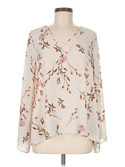 Pre-owned Lush Long Sleeve Blouse In White