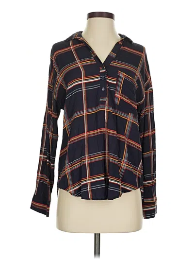 Pre-owned Lush Long Sleeve Button Down Shirt In Blue