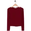 Lush Long Sleeve Button Front Crop Top In Wine