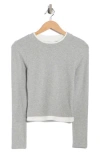 Lush Long Sleeve Layering Top In Gray