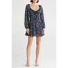 Lush Long Sleeve Minidress In Blue