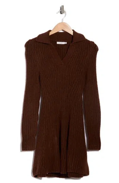 Lush Long Sleeve Ribbed Sweater Dress In Animal Print