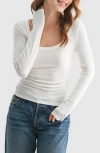 Lush Long Sleeve Ruched Top In White