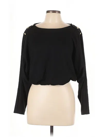 Pre-owned Lush Long Sleeve Top Black Boatneck Tops