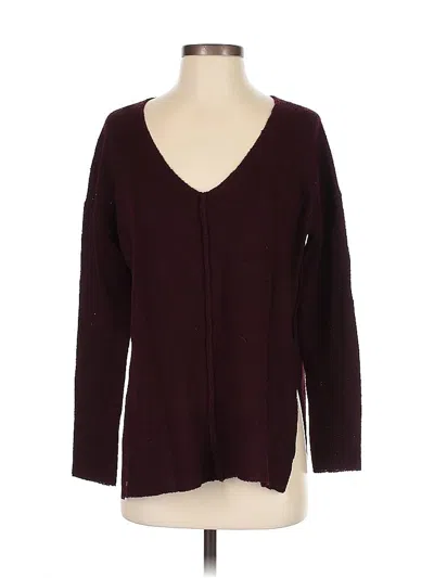 Pre-owned Lush Long Sleeve Top Burgundy V Neck Tops