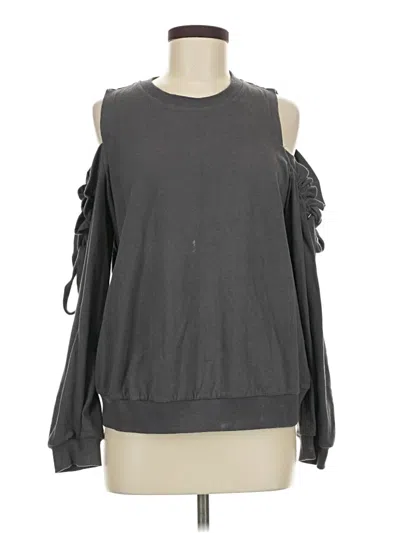 Pre-owned Lush Long Sleeve Top Gray Cold Shoulder Neckline Tops