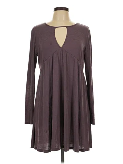 Pre-owned Lush Long Sleeve Top Gray Keyhole Neckline Tops