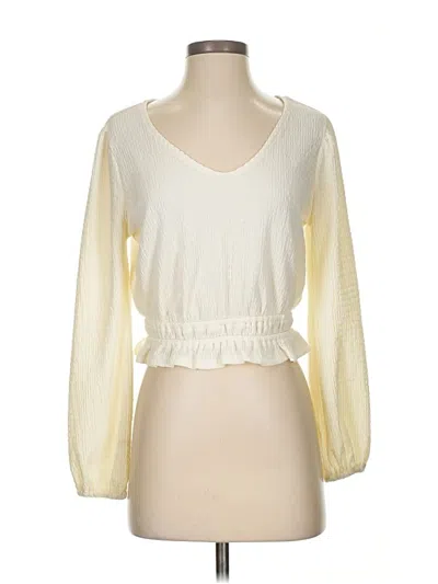 Pre-owned Lush Long Sleeve Top Ivory Sweetheart Neckline Tops In White