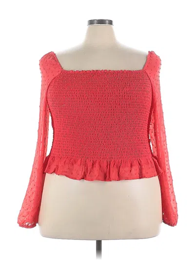 Pre-owned Lush Long Sleeve Top Red Sweetheart Neckline Tops