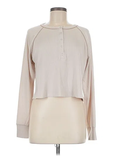 Pre-owned Lush Long Sleeve Top Tan Mock Neckline Tops In Brown