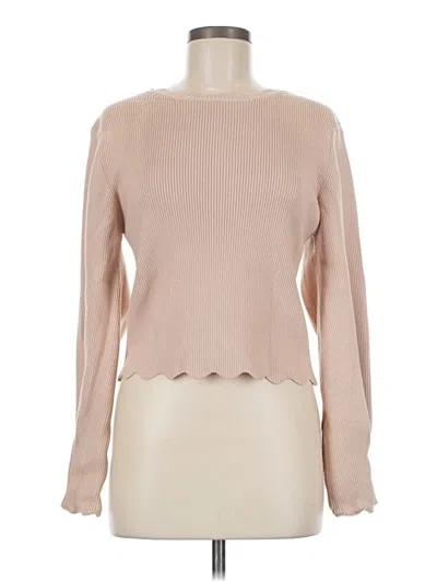 Pre-owned Lush Long Sleeve Top Tan Turtleneck Tops In Brown