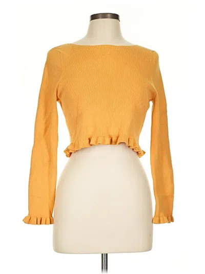 Pre-owned Lush Long Sleeve Top Yellow Boatneck Tops