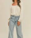 Lush Long Sleeves Bodysuit In Cream In White