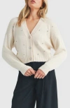 Lush Mesh Combo Sleeve Cardigan In White