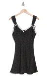 Lush Mesh Detail Minidress In Black White Dot