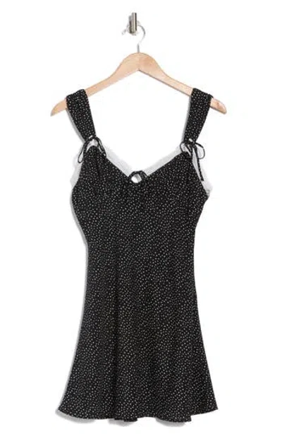 Lush Mesh Detail Minidress In Black White Dot
