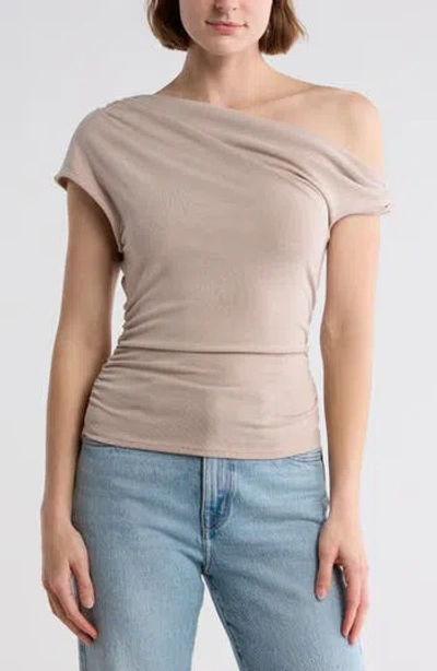Lush One Shoulder Twist Top In Gray