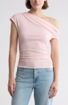 Lush One Shoulder Twist Top In Pink
