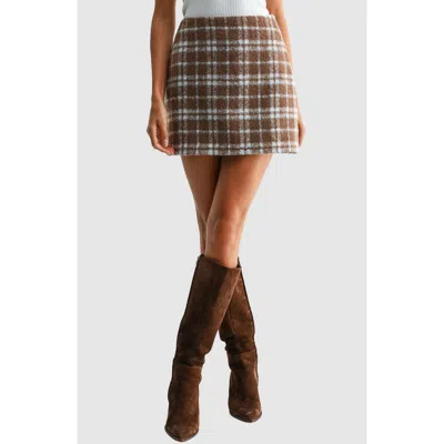 Lush Plaid Miniskirt In Brown