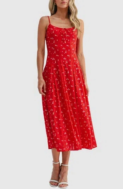 Lush Pleated Midi Dress In Multi