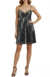 Lush Pleated Sequin Minidress In Silver
