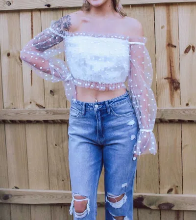 Lush Pretty Swiss Dream Cropped Blouse In White