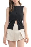 Lush Rib Sleeveless Button-up Top