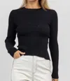 Lush Ribbed Bustier Lace Back Top In Black In Black