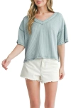 Lush Ribbed V-neck Sweater In Sage