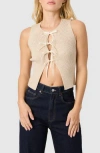Lush Ribbow Bow Front Knit Tank Top In Blue