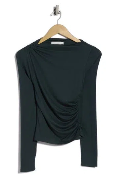 Lush Ruched Boat Neck Top In Teal