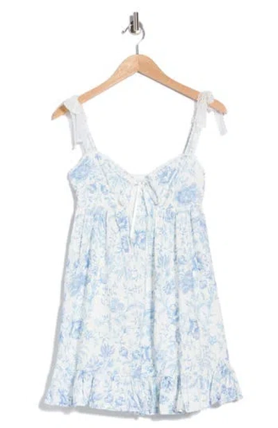 Lush Ruffle Hem Babydoll Minidress In Blue