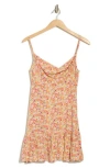 Lush Ruffle Hem Minidress In Coral Magenta