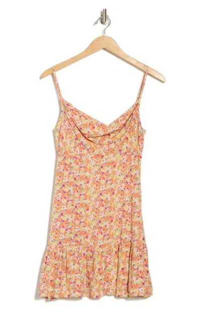 Lush Ruffle Hem Minidress In Coral Magenta