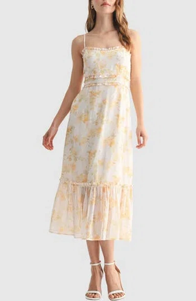 Lush Ruffle Midi Dress In Yellow