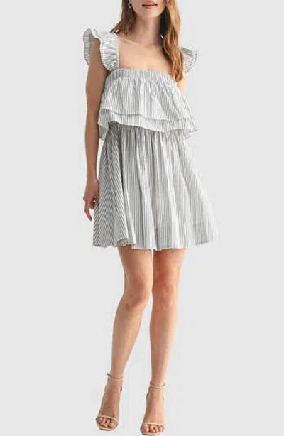 Lush Ruffle Sleeve Popover Minidress In Animal Print