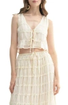 Lush Ruffle Tie Front Top In Cream