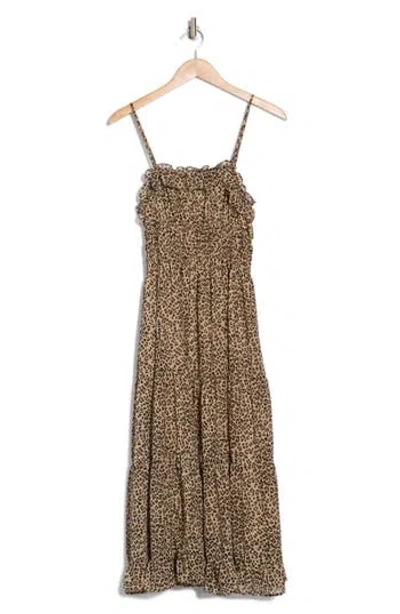 Lush Ruffle Tiered Maxi Dress In Leopard