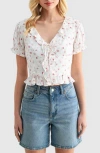 Lush Ruffle Trim Tie Front Top In White