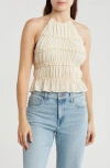 Lush Shirred Halter Top In Brown