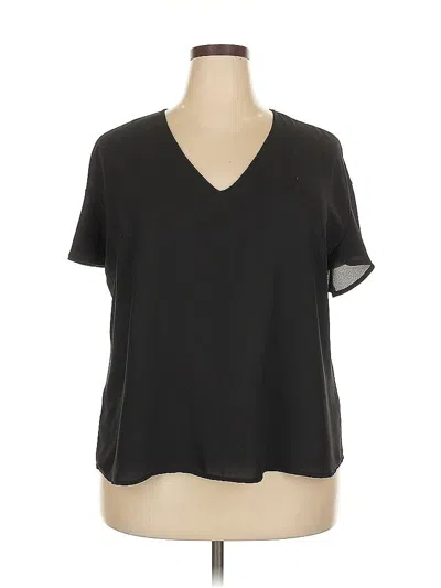 Pre-owned Lush Short Sleeve Blouse In Black