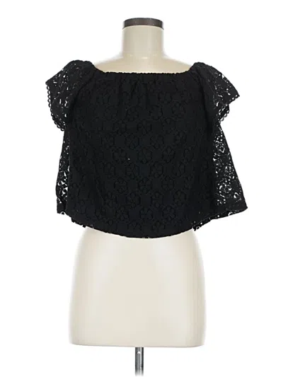 Pre-owned Lush Short Sleeve Blouse In Black