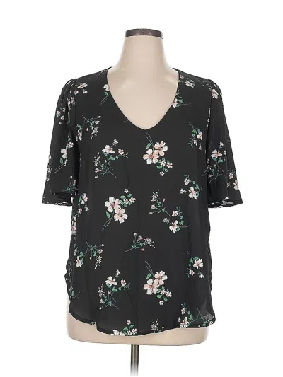Pre-owned Lush Short Sleeve Blouse In Black