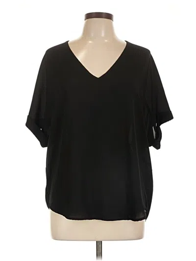Pre-owned Lush Short Sleeve Blouse In Black