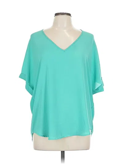 Pre-owned Lush Short Sleeve Blouse In Blue
